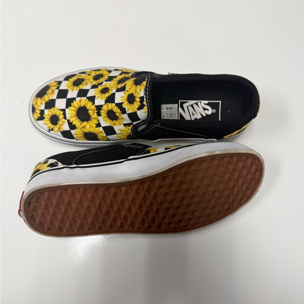 Vans Sunflower Checkerboard Slip-On Flats - Black and Yellow